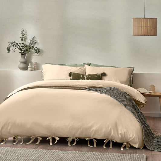 Riva Home Mallow Bow Tie Duvet Cover Set Linen