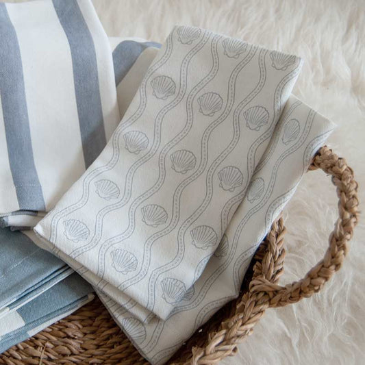 Blue Scallop Linen Napkin: 2 Set Elvie & Skye Limited