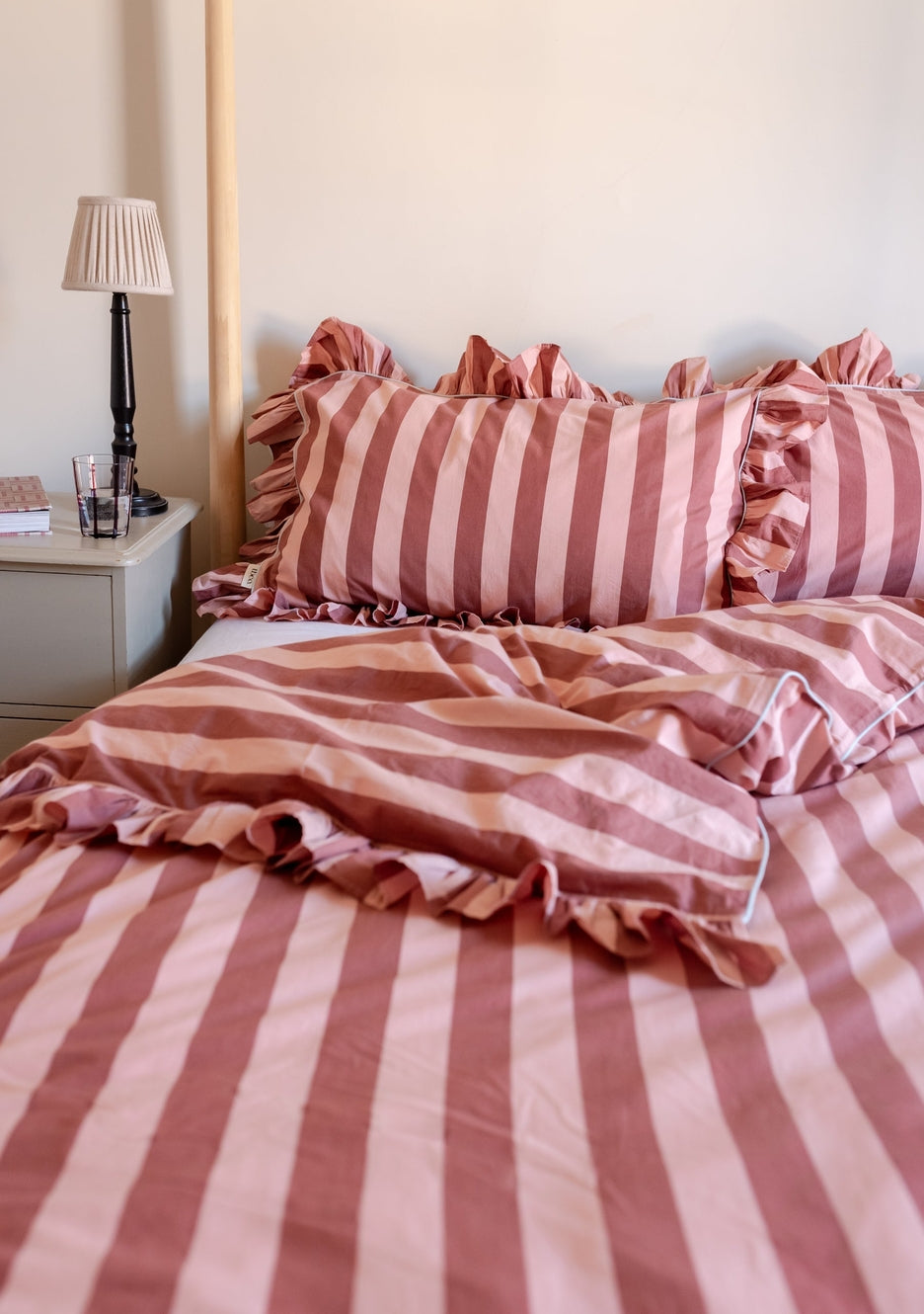 TBCo Cotton Duvet Cover in Pink & Red Stripe