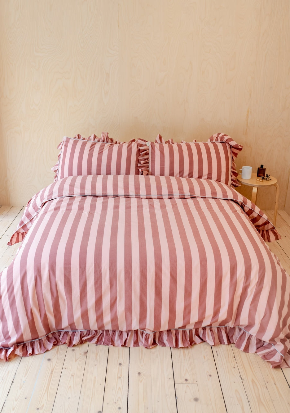 TBCo Cotton Duvet Cover in Pink & Red Stripe