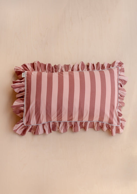 TBCo Pair of Cotton Pillowcases in Pink & Red Stripe