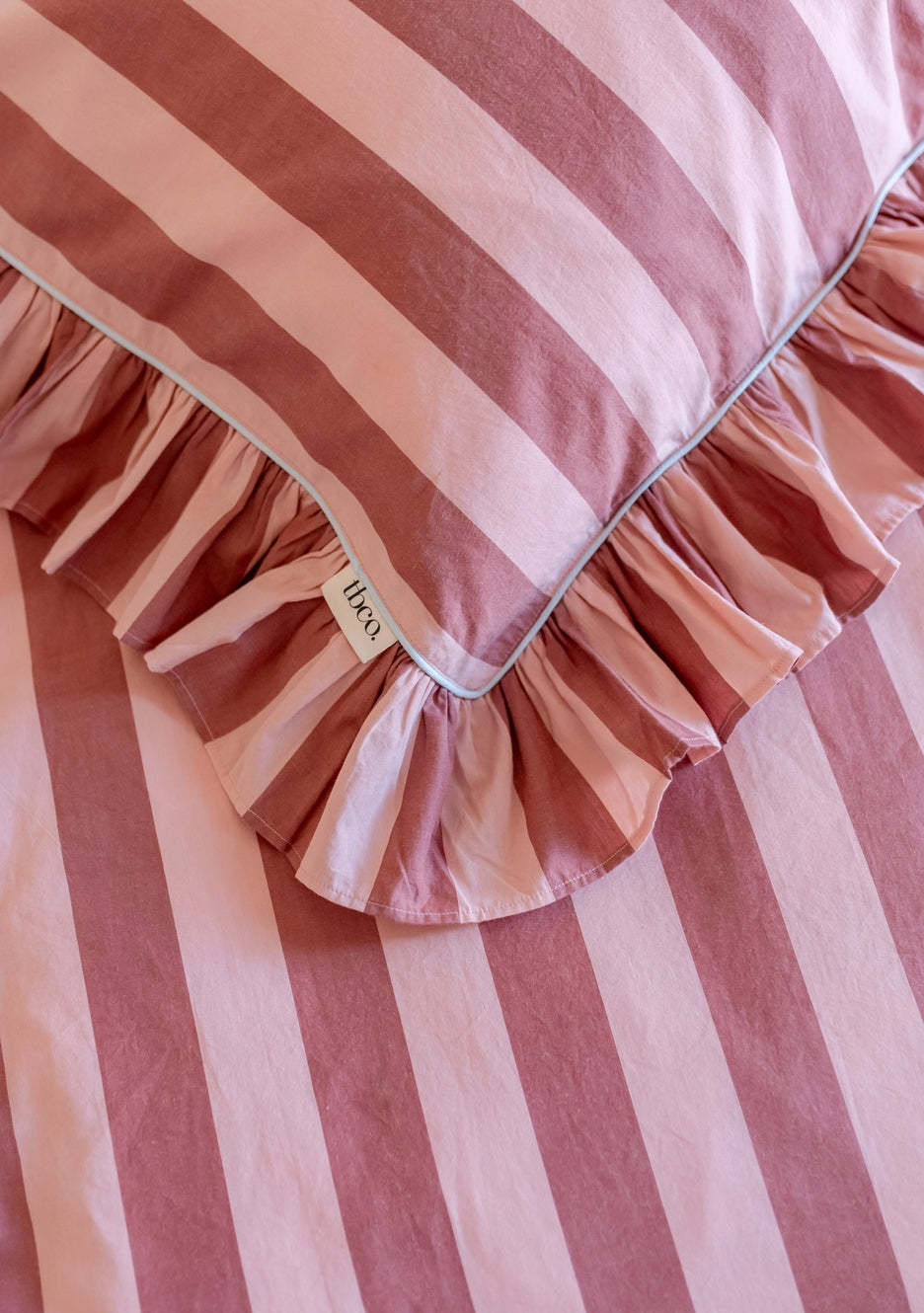 TBCo Pair of Cotton Pillowcases in Pink & Red Stripe