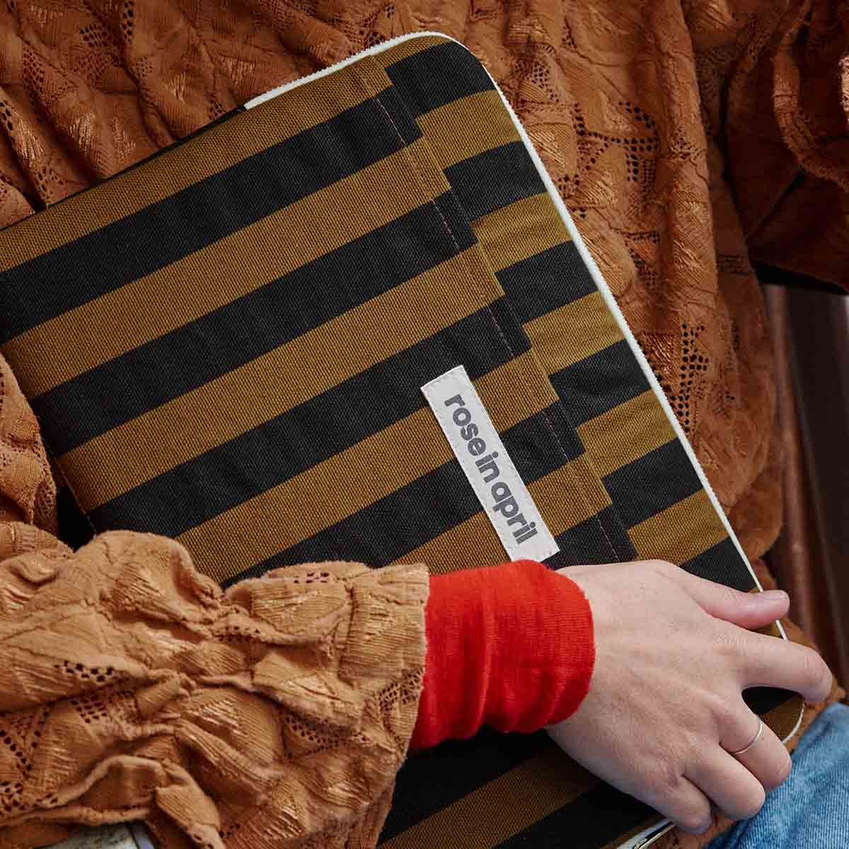 Rose in April Laptop Sleeve Octave stripes cumin