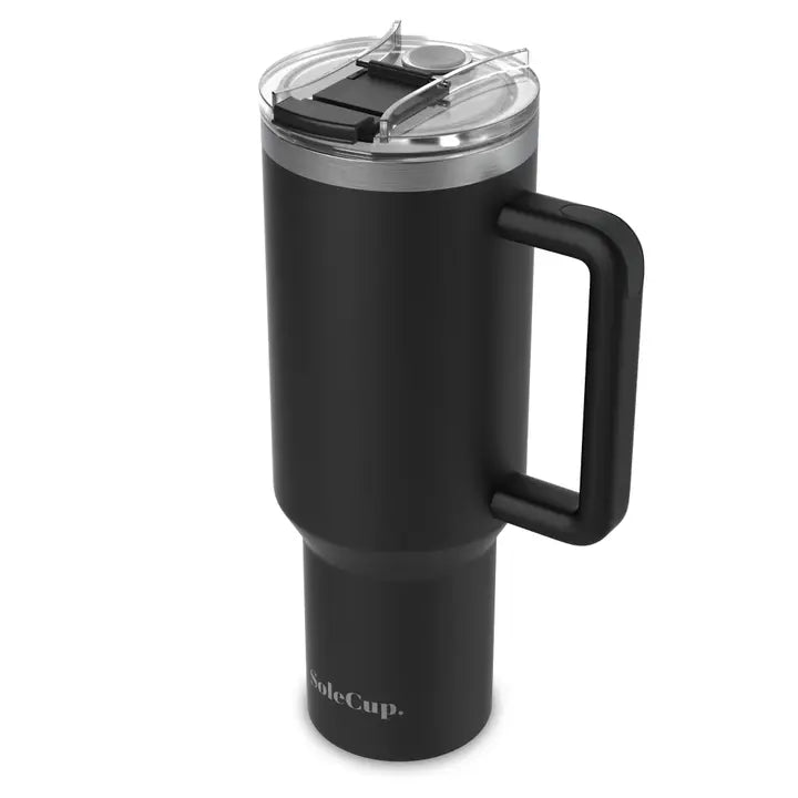 SoleCup Xl - 40oz Travel Mug with Handle, Lid and Two Straws