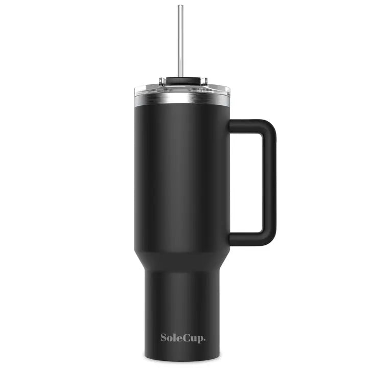 SoleCup Xl - 40oz Travel Mug with Handle, Lid and Two Straws